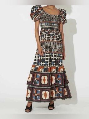 Cleobella Fay Maxi Dress Womens Small Organic Cotton Boho Puff Sleeve Festival